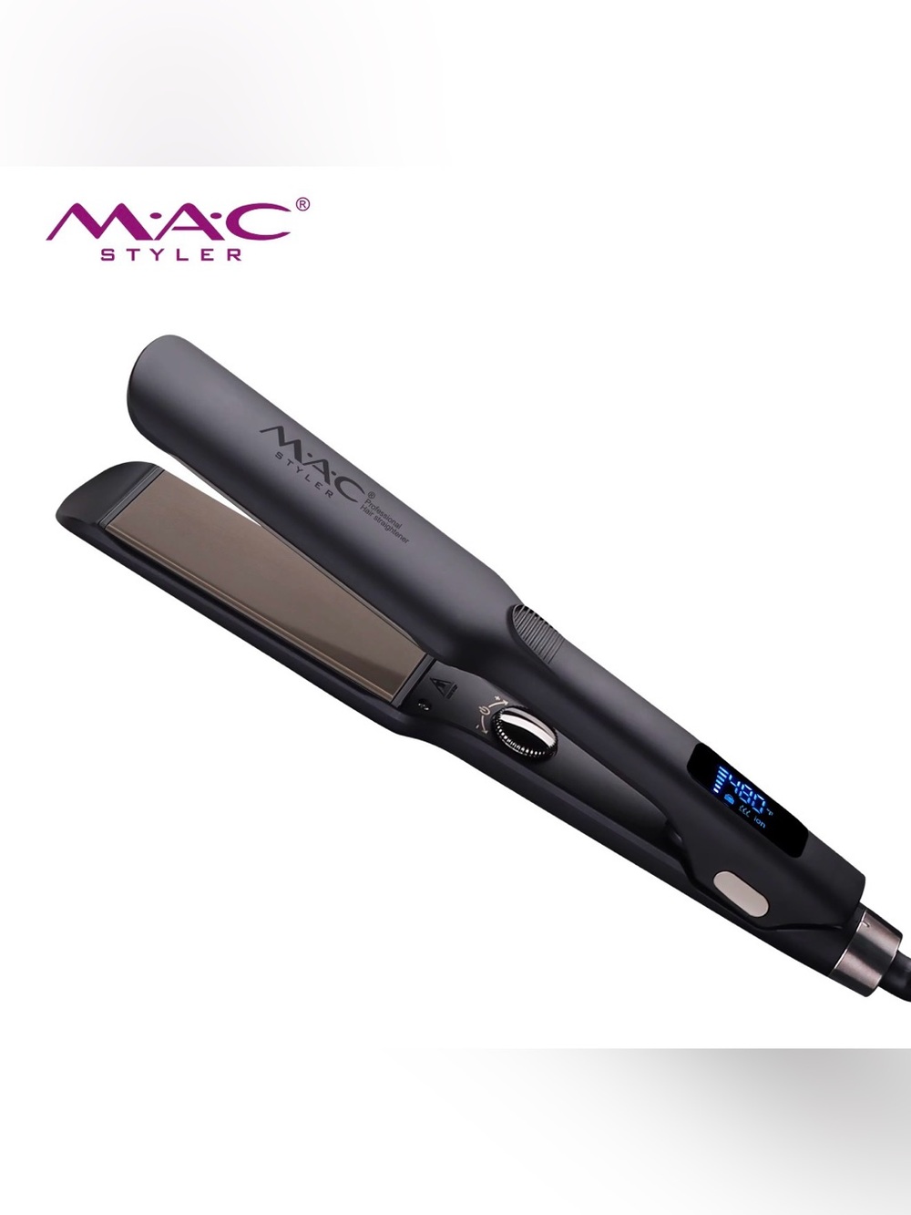 MAC Styler MC-5573 Flat Iron Straightener 480°F Digital Fast Heat Black